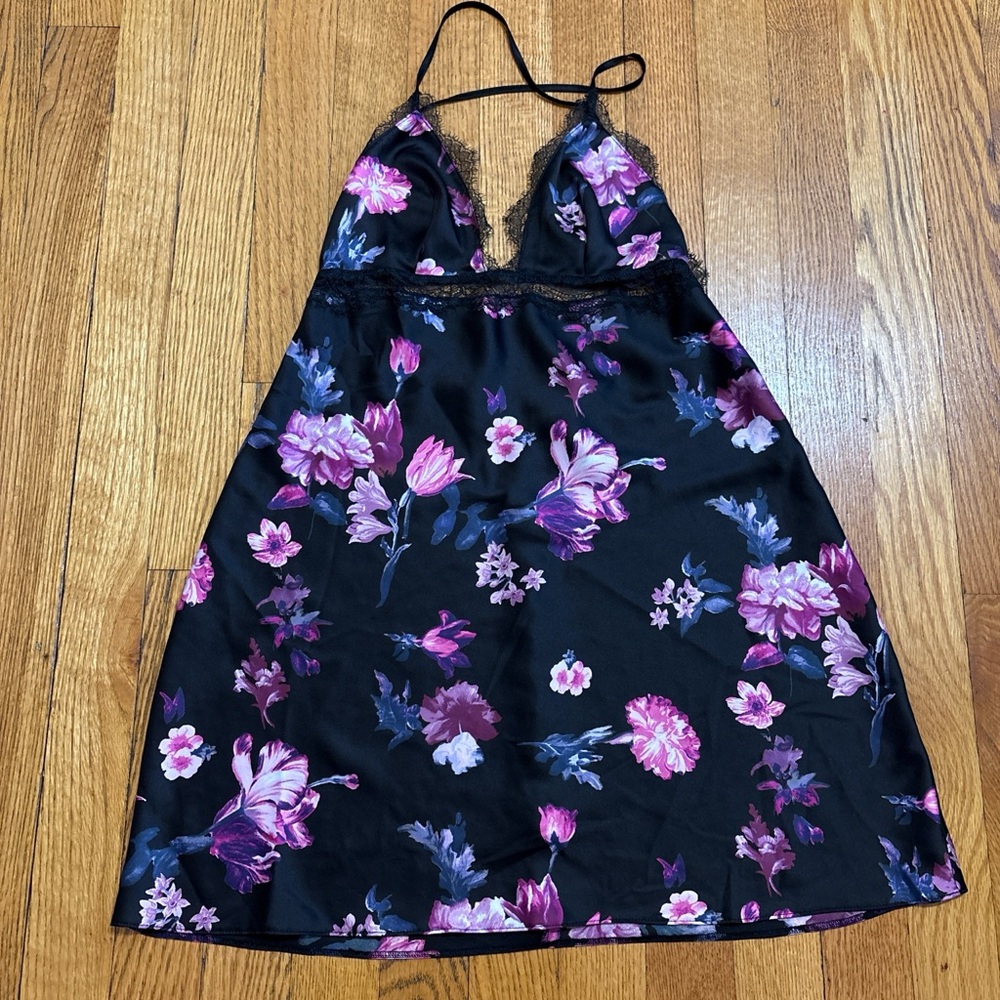 Victoria's Secret Black Dress with Pink and Purple Floral - Picture 1 of 6